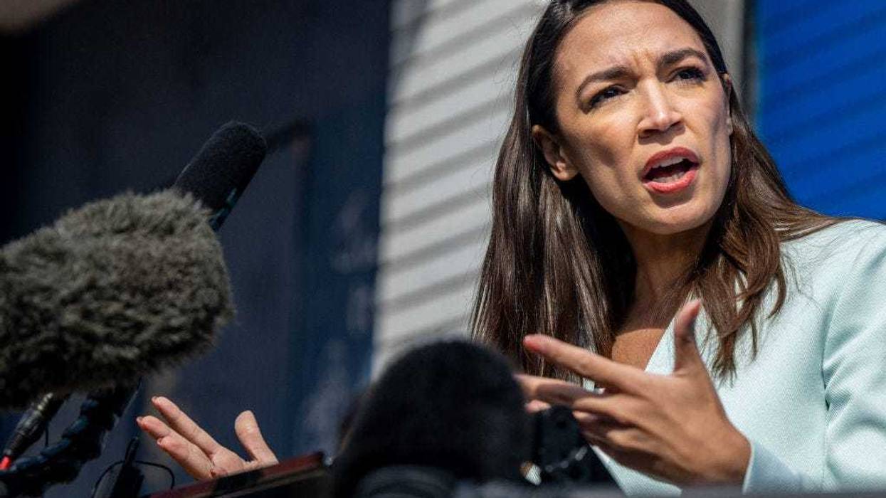 U.S. Rep. Alexandria Ocasio-Cortez (D-NY) speaks during a news conference at the 'Get Out the Vote' rally on February 12, 2022 in San Antonio, Texas.