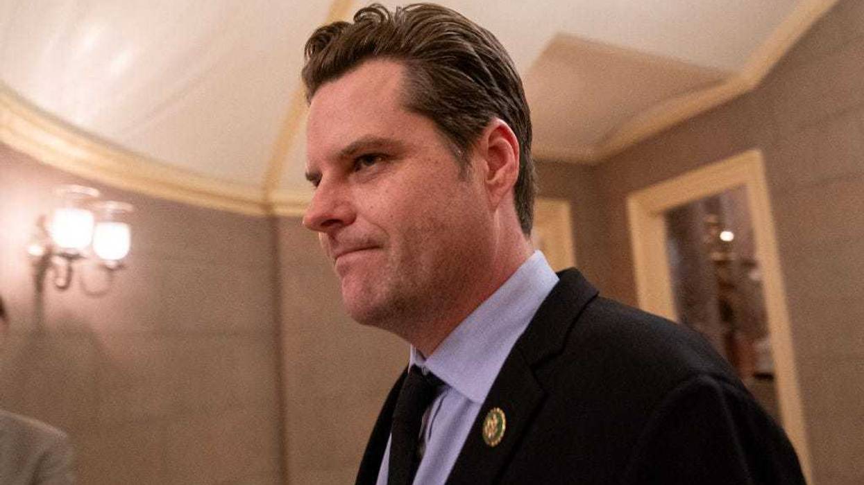 U.S. Rep. Matt Gaetz (R-FL) walks through the Capitol on February 28, 2024 in Washington, DC. Lawmakers continue work on the approaching government shutdown.
