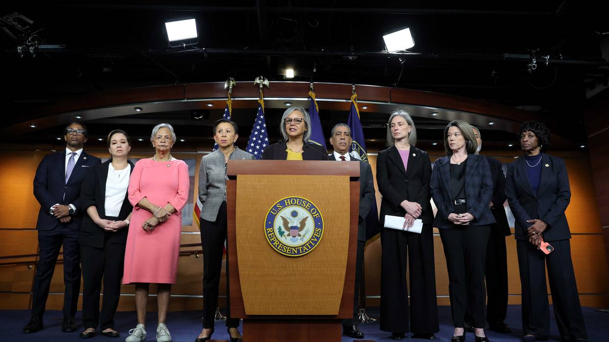 U.S. Rep. Robin Kelly (D-IL), joined by fellow House Democrats, speaks a news conference on articles of impeachment against U.S. Secretary of Homeland Security Kristi Noem at the U.S. Capitol on January 14, 2026 in Washington, DC. Representative Kelly introduced articles of impeachment against Noem, including obstruction of Congress, violation of public trust and self-dealing.