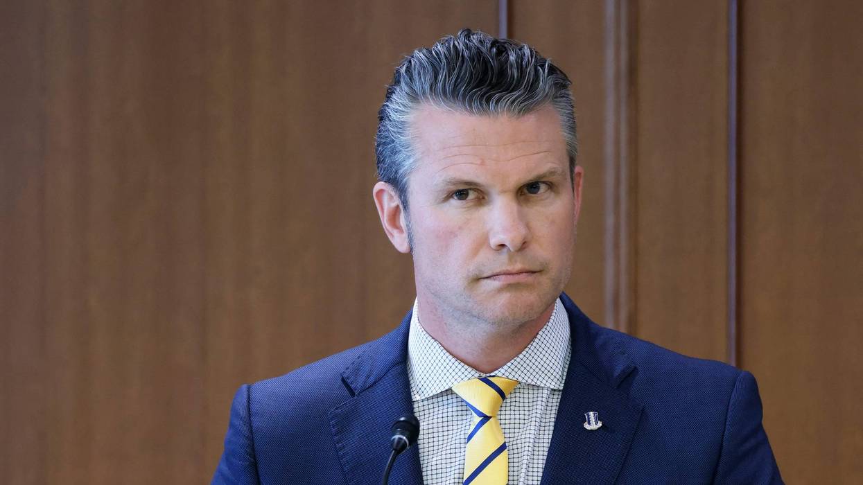 U.S. Secretary of Defense Pete Hegseth attends a joint news conference with Japan's Defense Minister Gen Nakatani at the Ministry of Defense in Tokyo Sunday, March 30, 2025.