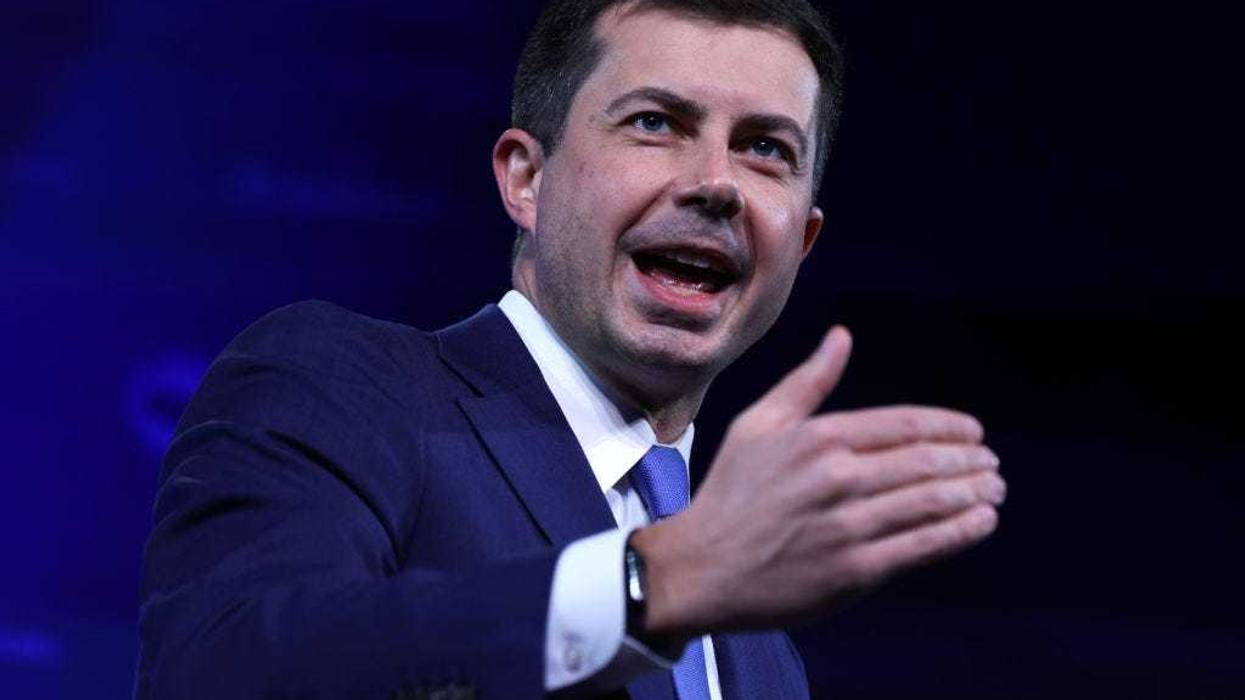 U.S. Secretary of Transportation Pete Buttigieg participates in a discussion during the 90th Winter Meeting of USCM on January 20, 2022 in Washington, DC. The U.S. Conference of Mayors held its annual winter meeting to hear from Congressional leaders, Biden Administration officials, and other experts to discuss the best ways to achieve the goals of America’s cities in 2022. (Photo by Alex Wong/Getty Images)
