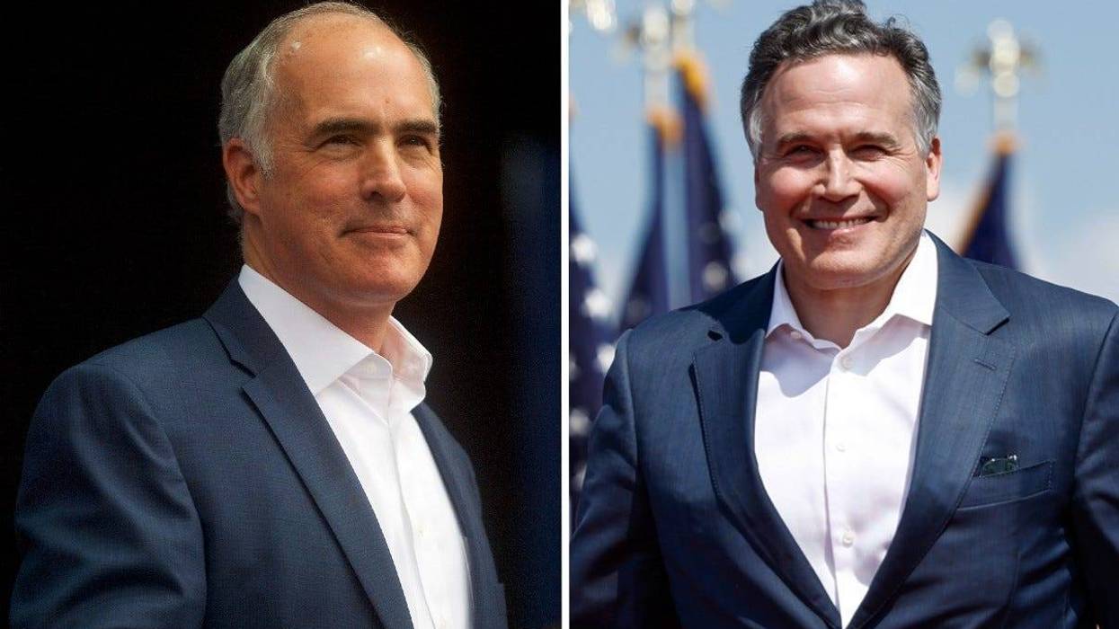 U.S. Sen. Bob Casey (left) and his Republican challenger David McCormick will meet Thursday night in their first debate.