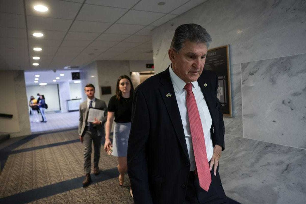 U.S. Sen. Joe Manchin (D-WV) walks after a vote on the Women's Health Protection Act, at the Hart Senate Office Building on May 11, 2022 in Washington, DC. Manchin voted against his party on the measure and it failed.