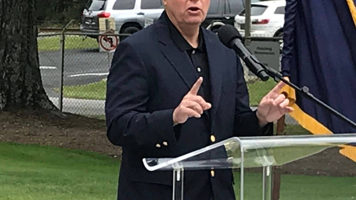 U.S. Sen. Lindsey Graham speaks Friday after touring the Milliken & Company plant in Pendleton. Graham At Milliken. May 2020