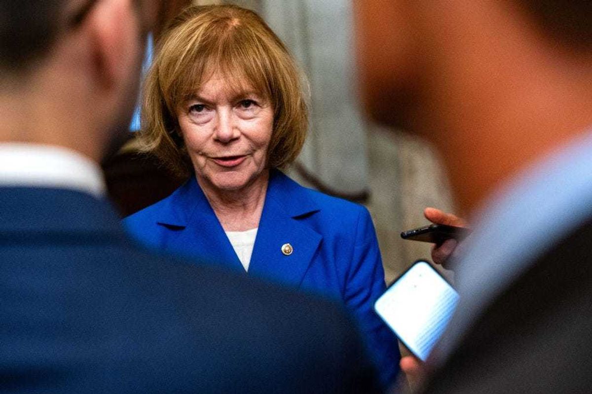 U.S. Sen. Tina Smith (D-MN) arrives for a vote at the Capitol on July 8, 2024 in Washington, DC.