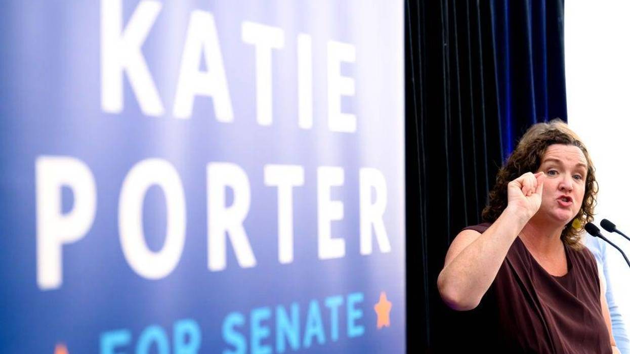 U.S. Senate candidate, Rep. Katie Porter (D-CA) speaks to supporters during a campaign event on February 24, 2024 in Emeryville, California.