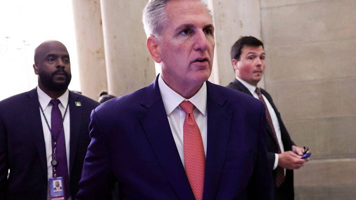 U.S. Speaker of the House Kevin McCarthy (R-CA) returns to his office following a meeting with fellow House Republicans at the U.S. Capitol on May 10, 2023 in Washington, DC.