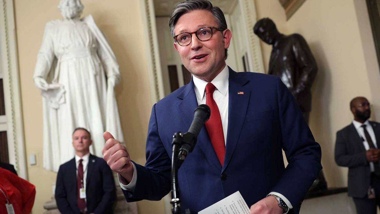 U.S. Speaker of the House Mike Johnson (R-LA) speaks to members of the media as he leaves the House Chamber at the U.S. Capitol on December 17, 2025 in Washington, DC. Four Republican Representatives join Democrats to sign a petition forcing a vote on legislation that will extend premium tax credits for the Affordable Care Act.
