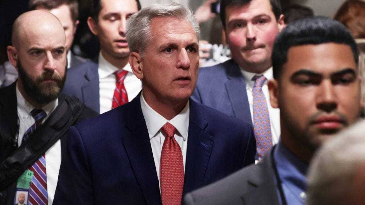 U.S. Speaker of the House Rep. Kevin McCarthy (R-CA) (C) on February 07, 2023 in Washington, DC.