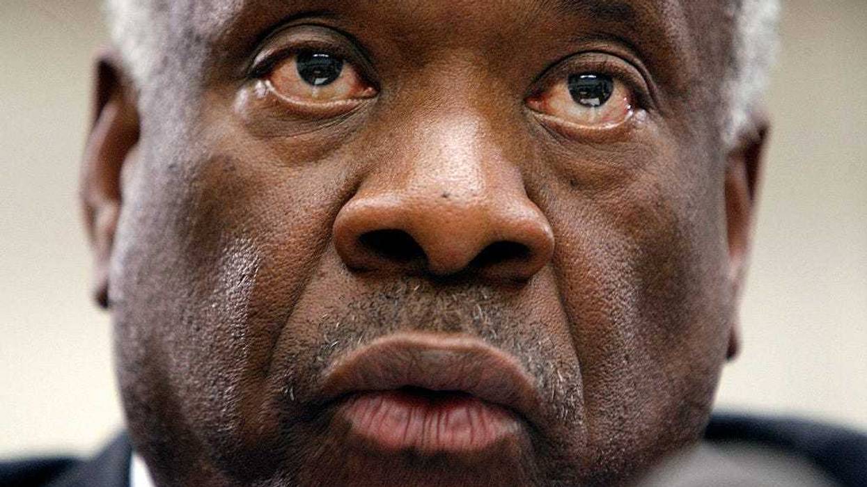 U.S. Supreme Court Justice Clarence Thomas testifies before the House Financial Services and General Government Subcommittee on Capitol Hill March 13, 2008 in Washington, DC. Thomas and Justice Anthony Kennedy spoke about concerns with the ongoing remodeling of the court building, the reduction of paperwork due to electronic media and the disparity of pay between federal judges and lawyers working in the private sector. (Photo by Chip Somodevilla/Getty Images)