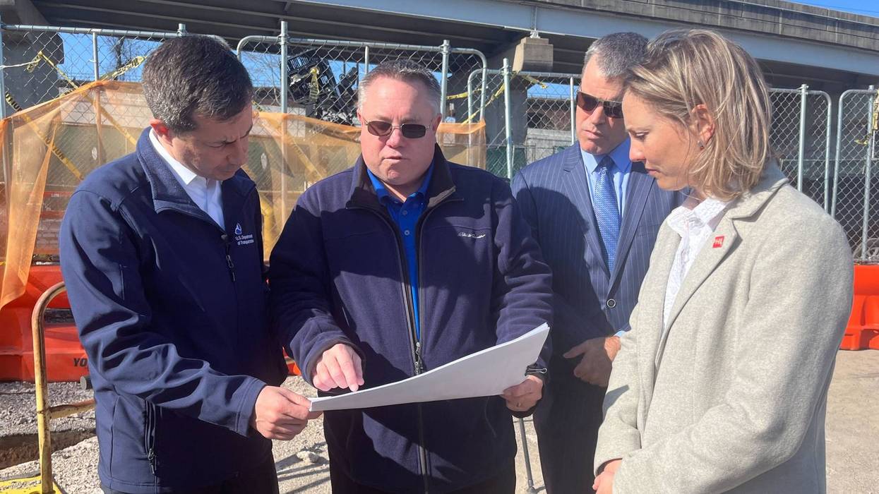 U.S. Transportation Secretary Pete Buttigieg in Philadelphia on site of Martin Luther King Jr. Drive Bridge