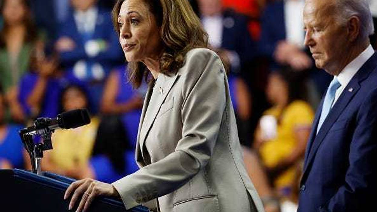 U.S. Vice President Kamala Harris gives remarks alongside U.S. President Joe Biden at Prince George’s Community College on August 15, 2024 in Largo, Maryland.