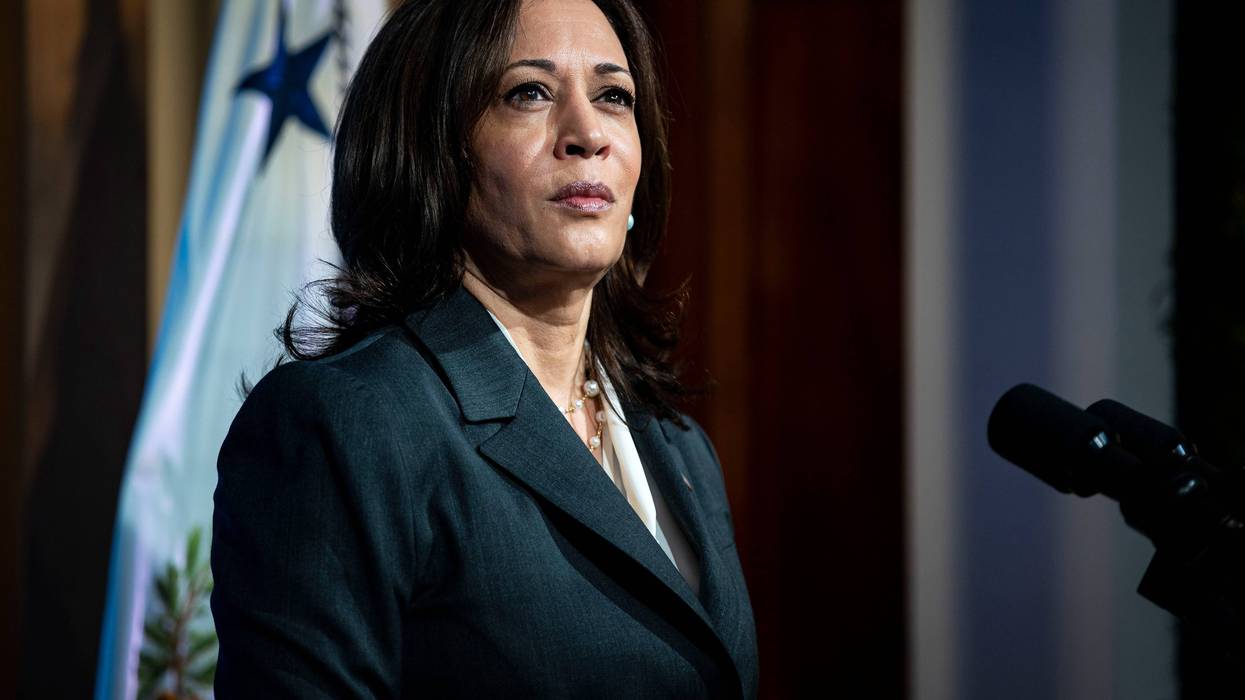 U.S. Vice President Kamala Harris speaks during a virtual Leaders Summit on Climate with 40 world leaders in the East Room of the White House April 22, 2021 in Washington, D.C.