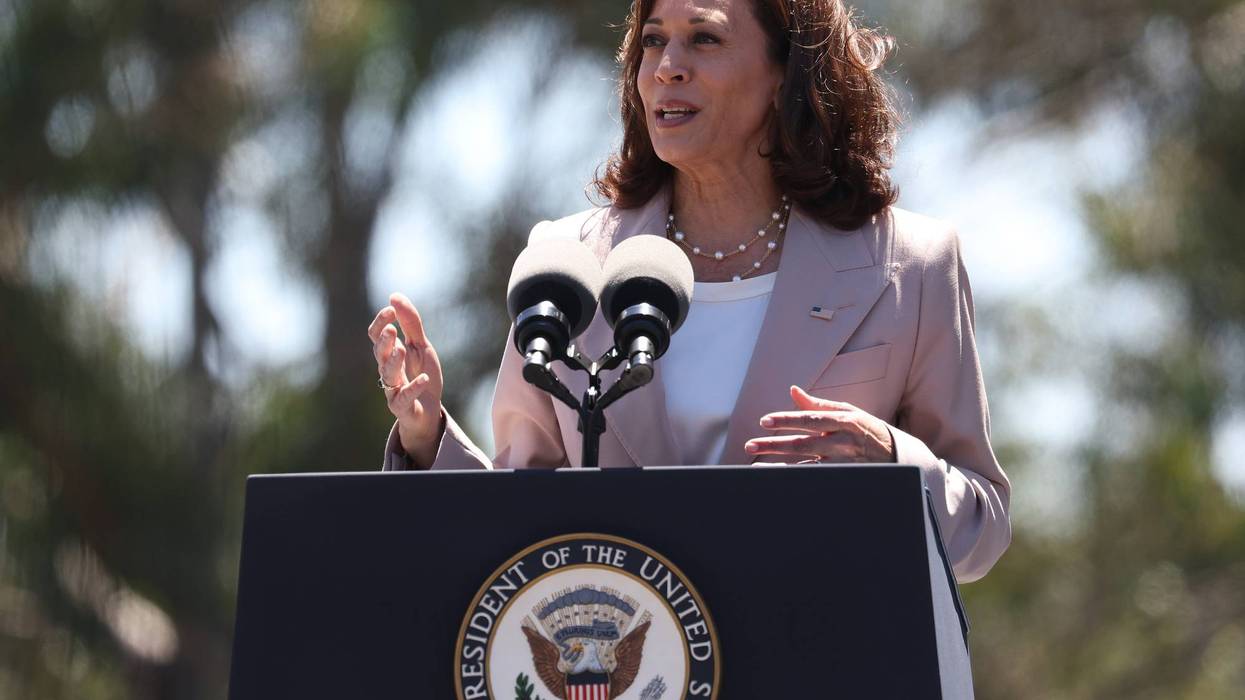 U.S. Vice President Kamala Harris speaks during a visit to Chabot Space & Science Center on August 12, 2022 in Oakland, California.