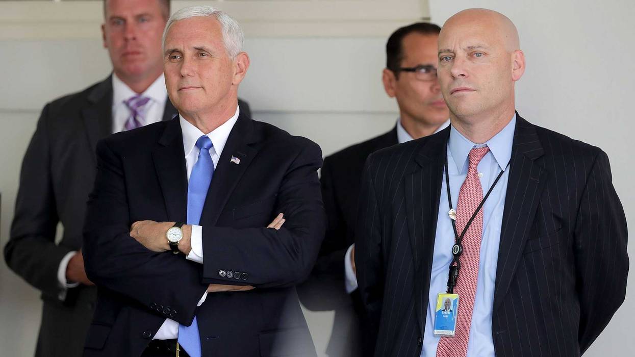 U.S. Vice President Mike Pence and White House Director of Legislative Affairs Marc Short attend a news conference with U.S. President Donald Trump and Lebanese Prime Minister Saad Hariri in the Rose Garden at the White House July 25, 2017 in Washington, DC.