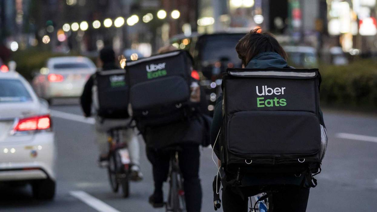 Uber Eats delivery men on bicycles