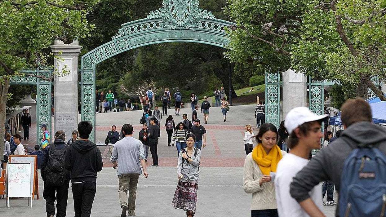 UC Berkeley students walk through Sproul Plaza on the UC Berkeley campus April 23, 2012 in Berkeley, California.