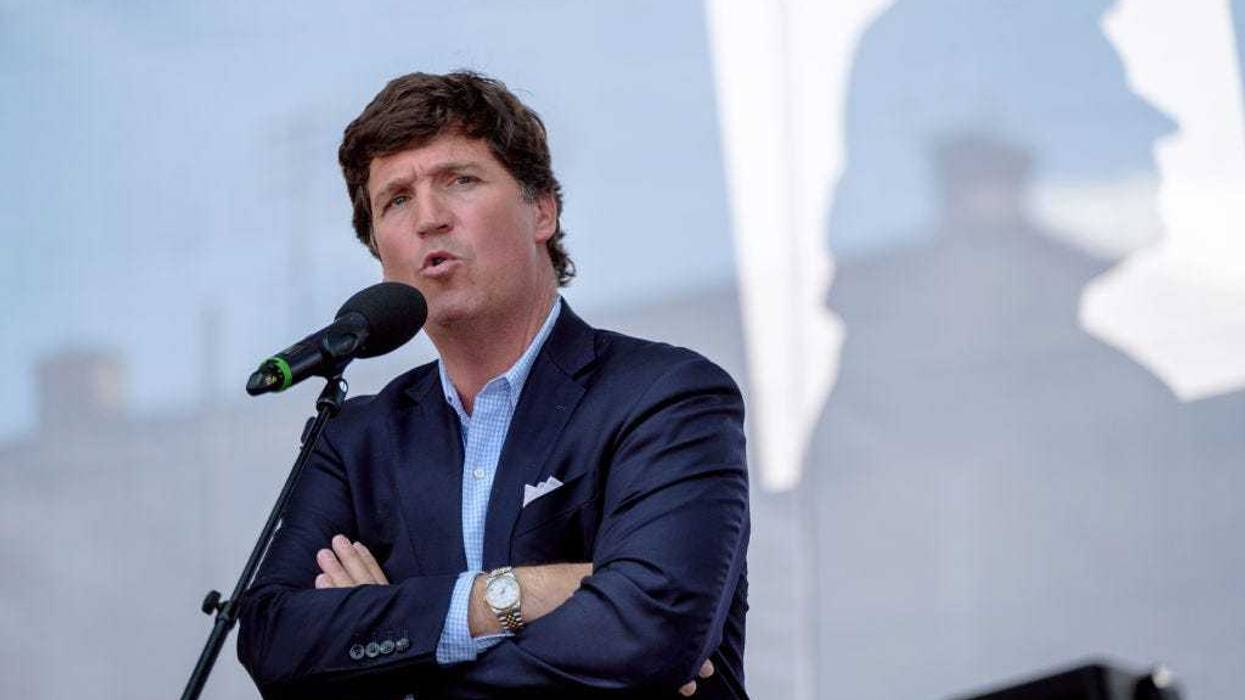 ucker Carlson speaks during the Mathias Corvinus Collegium (MCC) Feszt on August 7, 2021 in Esztergom, Hungary.