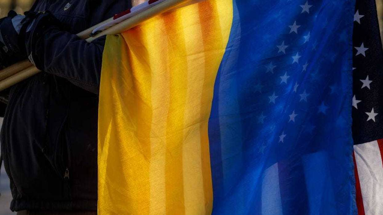 Ukraine and American flags
