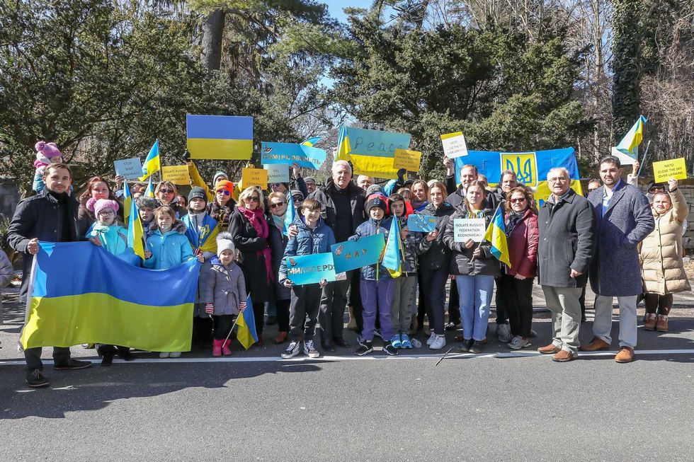 Ukrainian Americans of Long Island outside of the Killenworth Estate in Glen Cove
