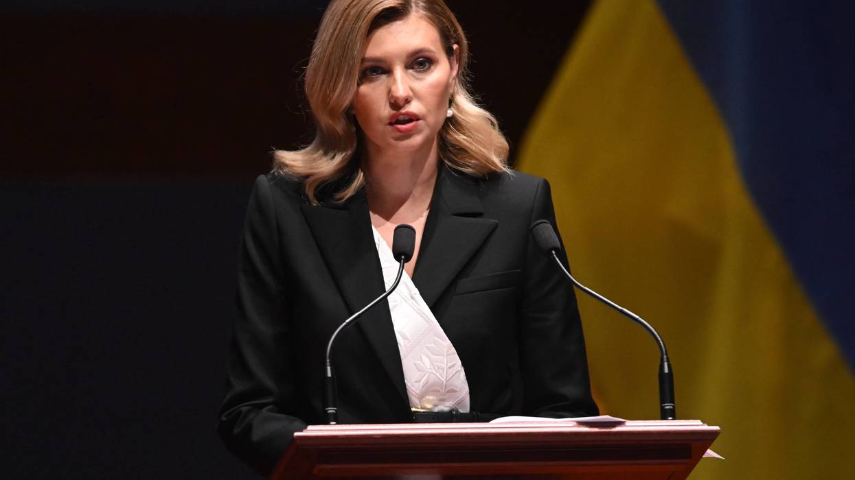 Ukrainian First Lady Olena Zelenska speaks to members of the U.S. Congress about Russia's invasion of Ukraine, in the U.S. Capitol Visitors Center Auditorium on July 20, 2022, in Washington, D.C.
