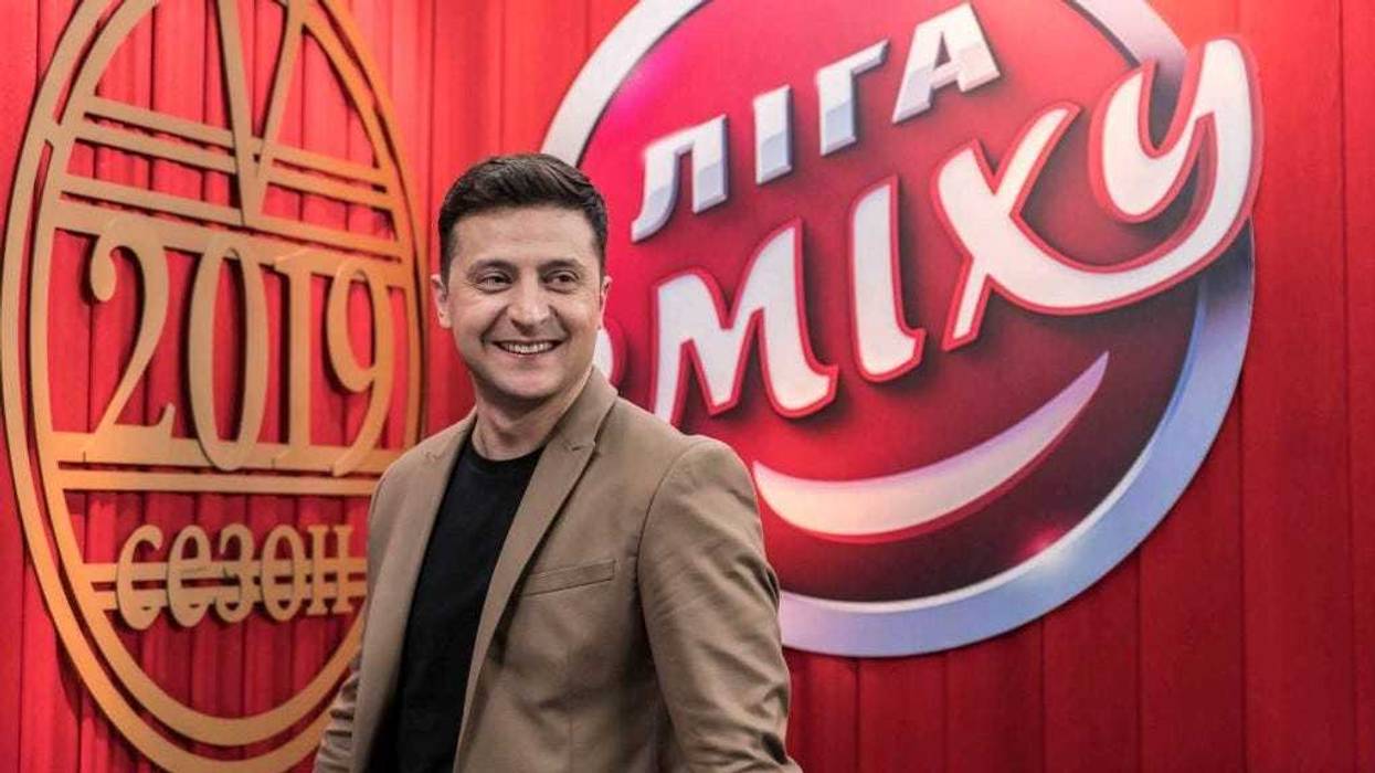 Ukrainian presidential candidate Volodymyr Zelenskiy backstage during the filming of his comedy show Liga Smeha (League of Laughter) on March 19, 2019 in Kiev, Ukraine.