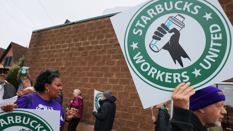 Union Representing Starbucks Workers rally