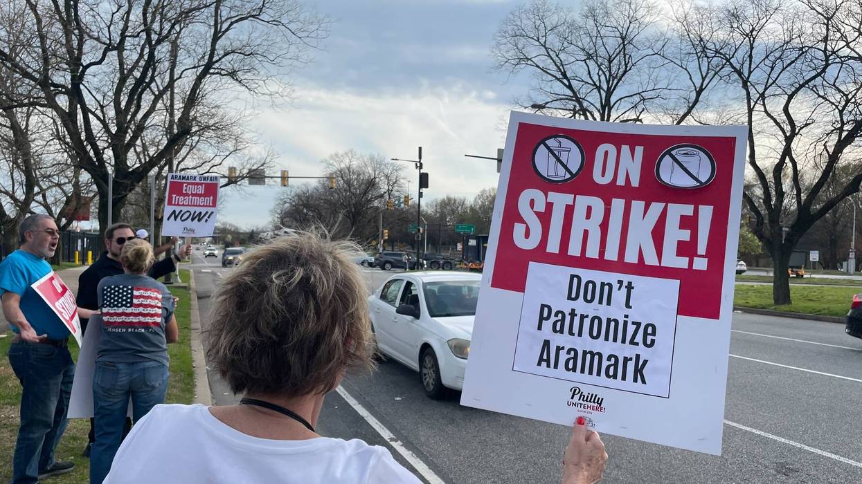 Unionized Aramark workers at Wells Fargo Center go on 1-day strike