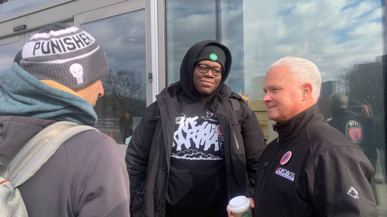 United Food and Commercial Workers President Wendell Young congratulates Whole Foods workers.