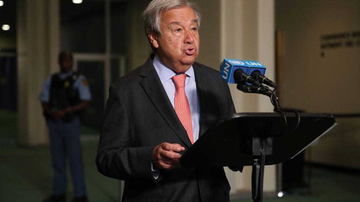 United Nations Secretary General Antonio Guterres speaks to the media at the start of the tenth annual review of the Nuclear Non-Proliferation Treaty at U.N. headquarters on August 01, 2022 in New York City.