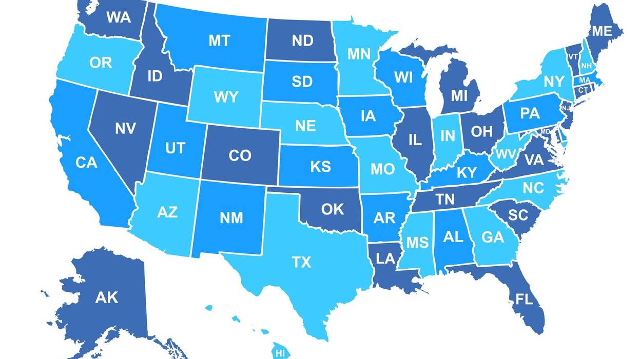 United States of America map. USA map with states and state names isolated