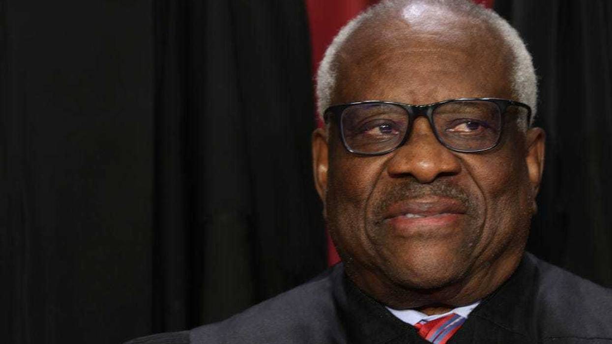 United States Supreme Court Associate Justice Clarence Thomas poses for an official portrait at the East Conference Room of the Supreme Court building on October 7, 2022 in Washington, DC.
