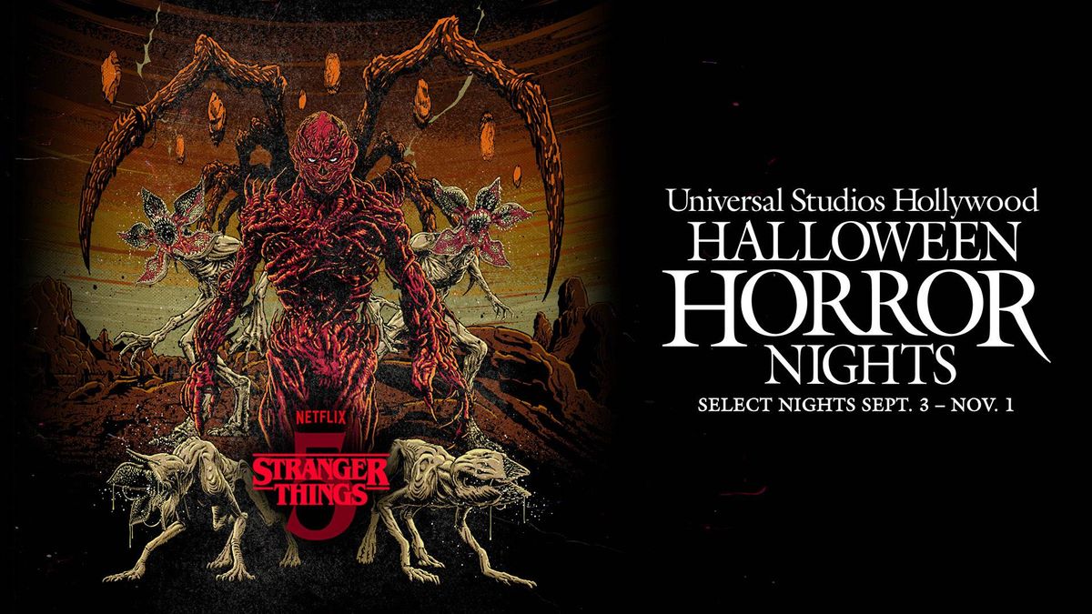 Universal Studios Hollywood Halloween Horror Nights promo with Stranger Things Vecna & Demogorgons.