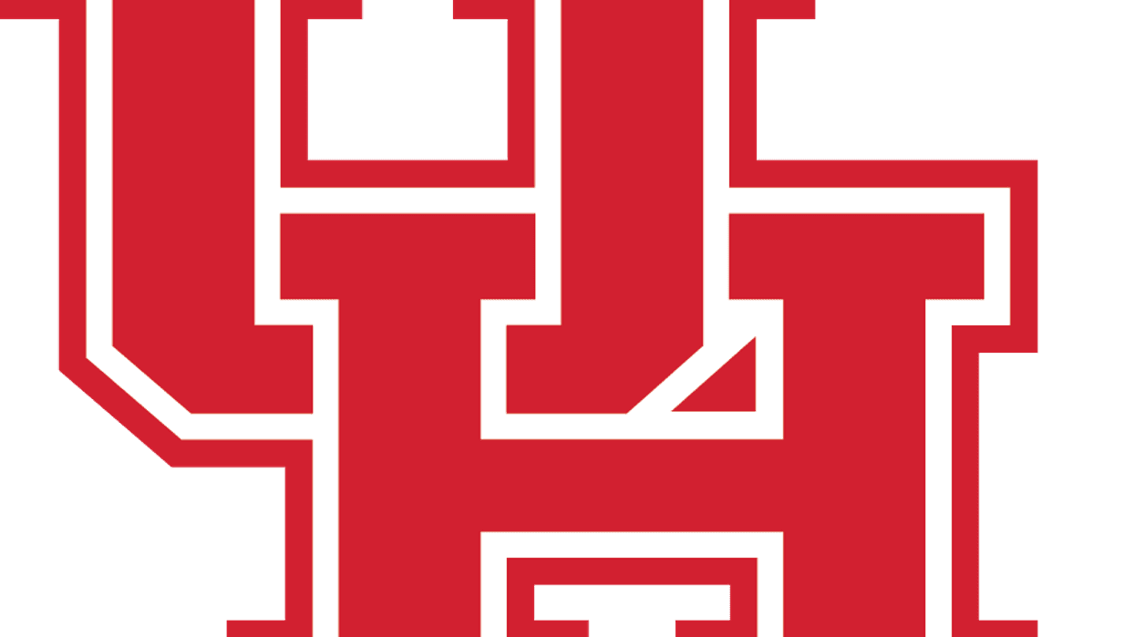 University of Houston logo, red stylized UH with white outline.