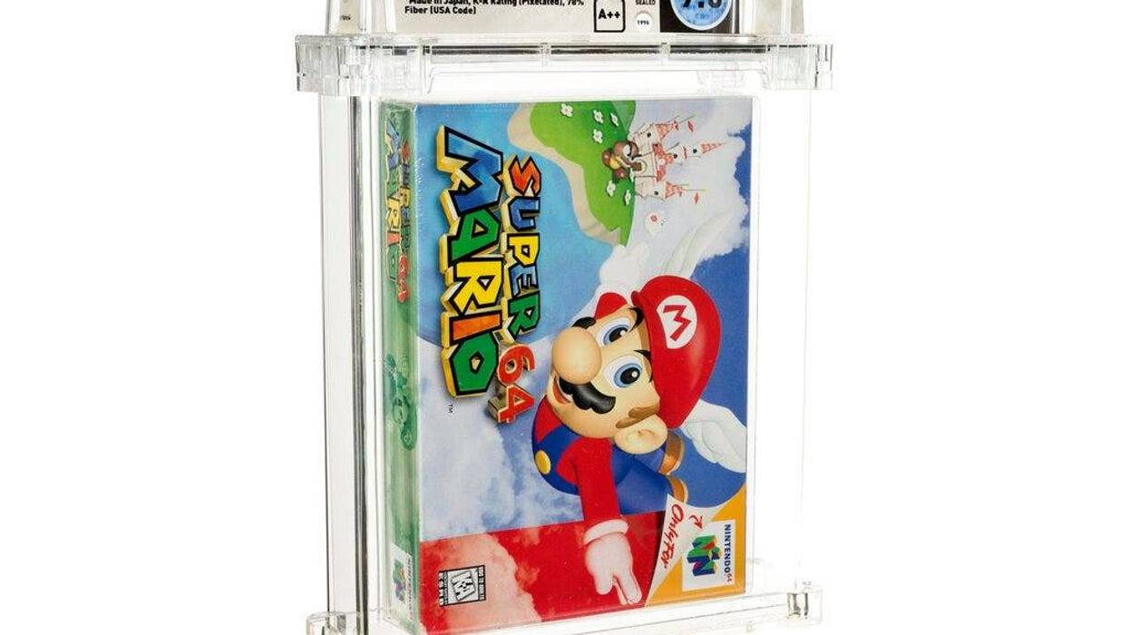 unopened copy of Nintendo’s Super Mario 64 sells