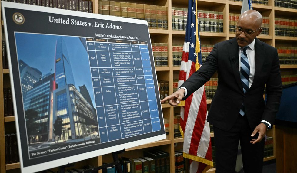 US Attorney for the Southern District of New York Damian Williams speaks at a press conference in New York, on September 26, 2024, on the indictment of Mayor Eric Adams