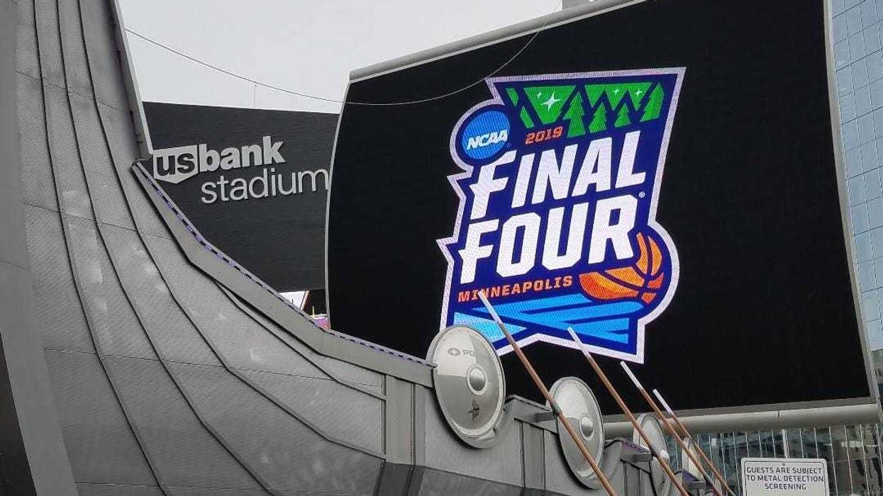 US Bank Stadium Final Four sign