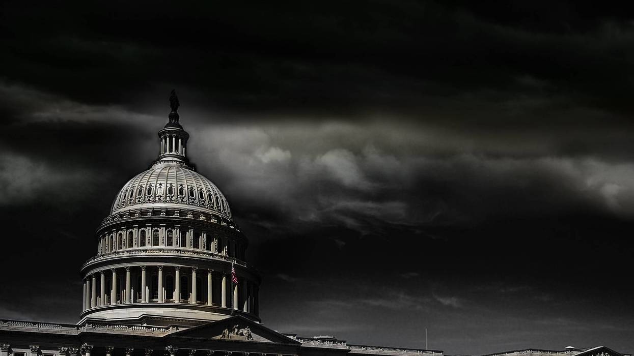 US Capitol under stormy skies