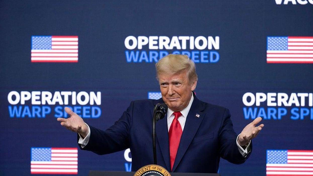US President Donald Trump speaks at the Operation Warp Speed Vaccine Summit in Washington, DC.