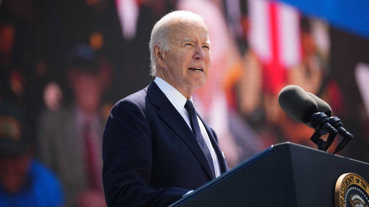 US President Joe Biden delivers a speech during the US ceremony marking the 80th anniversary of the World War II D-Day Allied landings in Normandy, France.