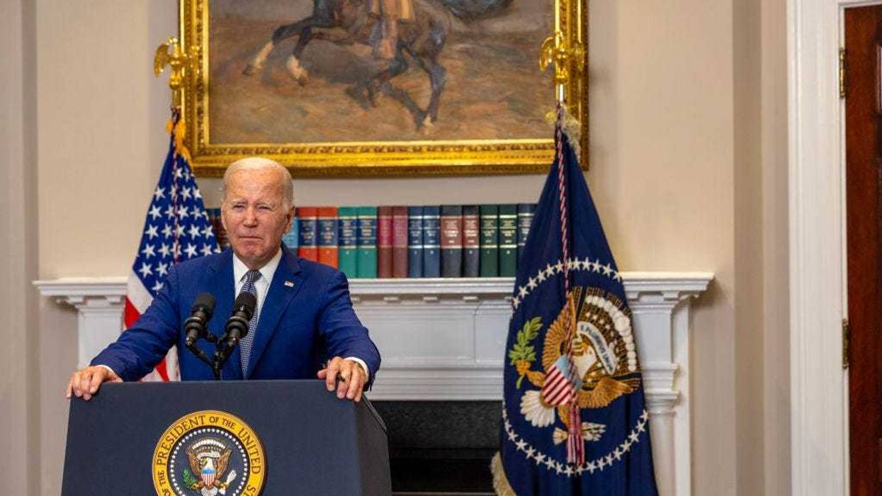 US President Joe Biden delivers remarks on the bipartisan bill to fund the government, in the Roosevelt Room of the White House on October 01, 2023 in Washington, DC.
