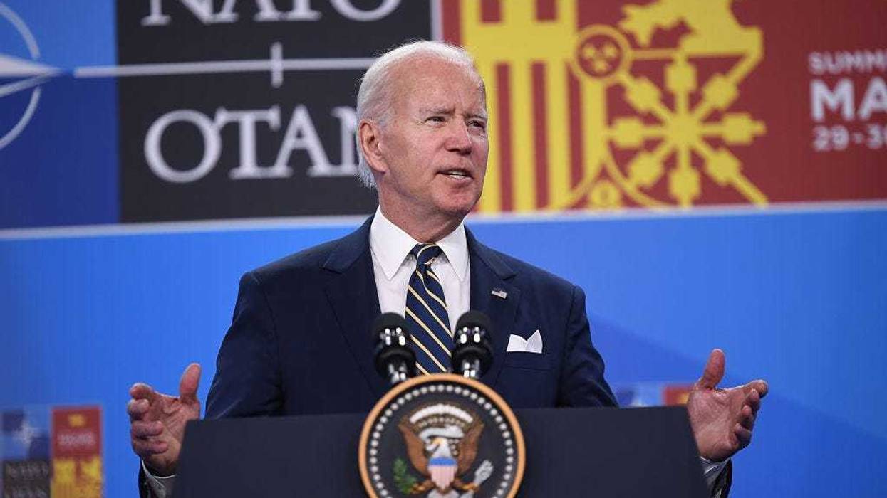 US President Joe Biden holds his press conference at the NATO Summit on June 30, 2022 in Madrid, Spain.