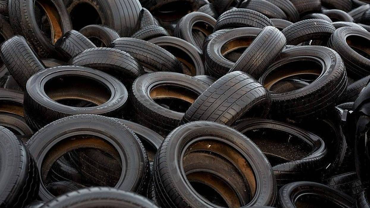 Used tyres lay on a dump in the countryside on September 24, 2014 in Sesena Nuevo, near Madrid, Spain.