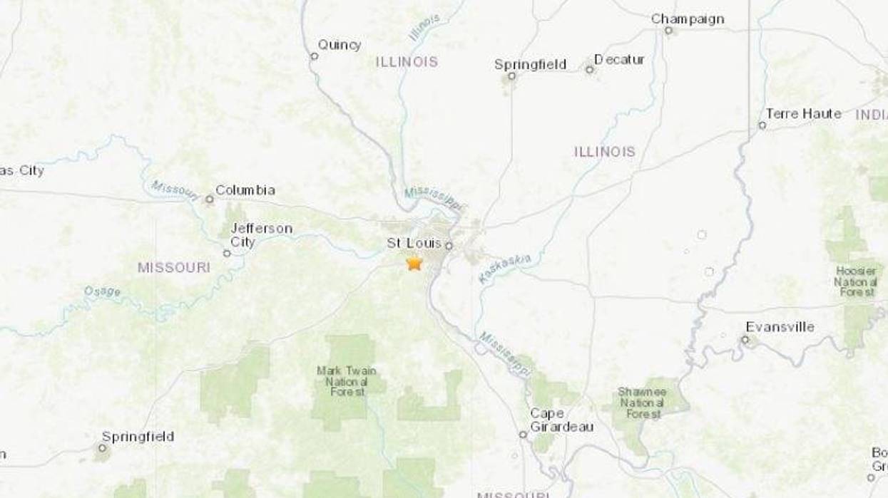 USGS map showing earthquake near Peerless Park
