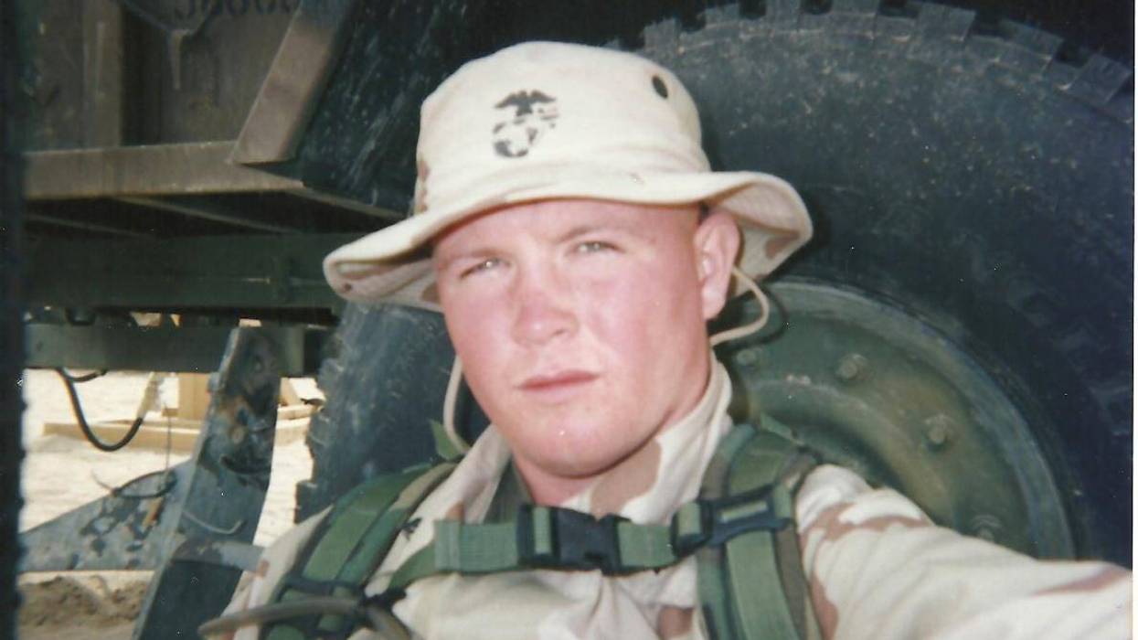 USMC Iraq vet Tim Wynn during a deployment to Iraq