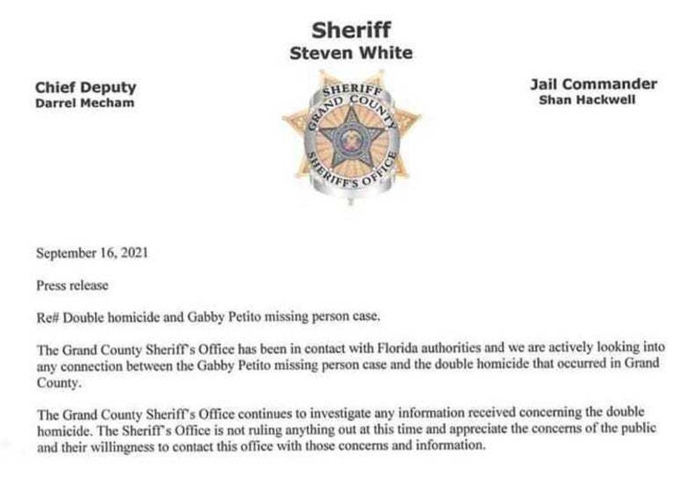 Utah Sheriff Statement