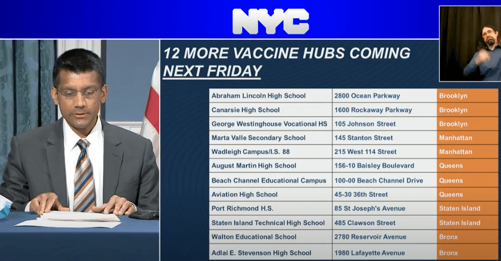 Vaccine hubs NYC