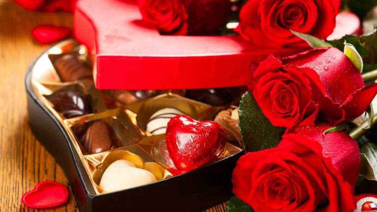 valentines chocolates and roses