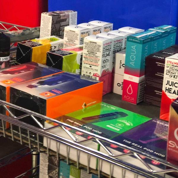 Vaping products in the warehouse of Demand Vape in Buffalo, March 2, 2020 (WBEN Photo/Mike Baggerman)