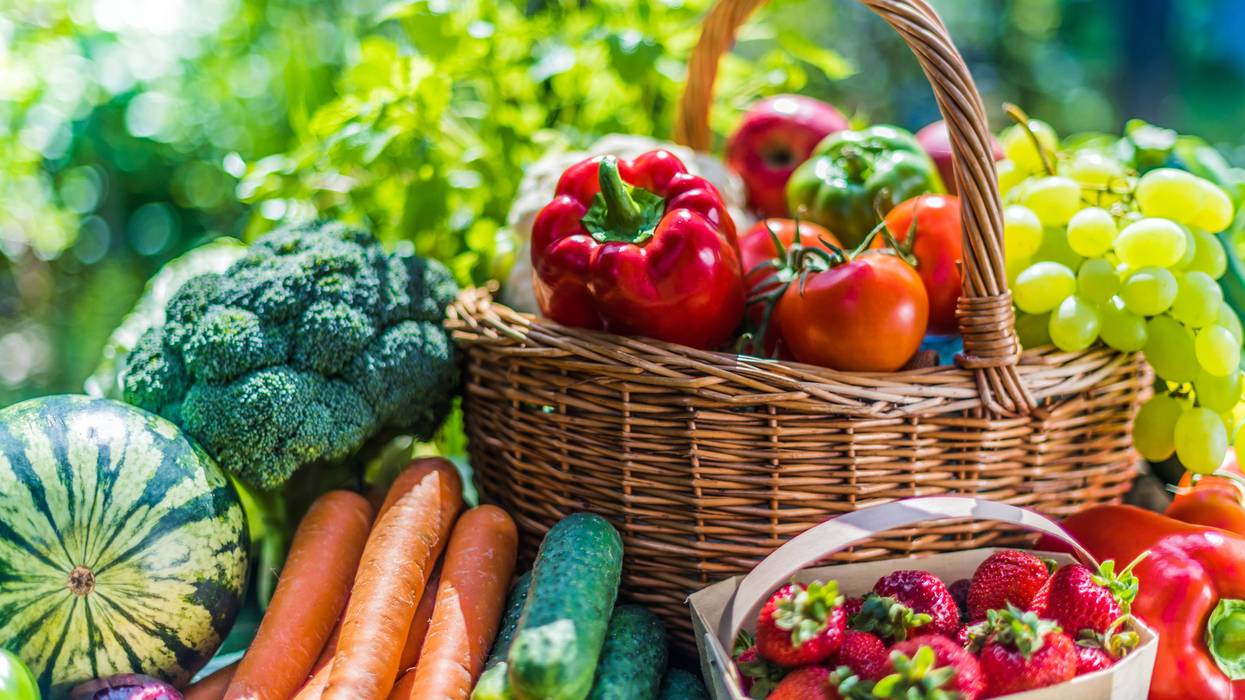 Variety of fresh organic vegetables and fruits